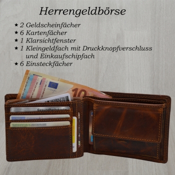 Bull Burry Hochwertige Herren Geldbörse Voll Leder mit RFID Schutz und Geschenkbox